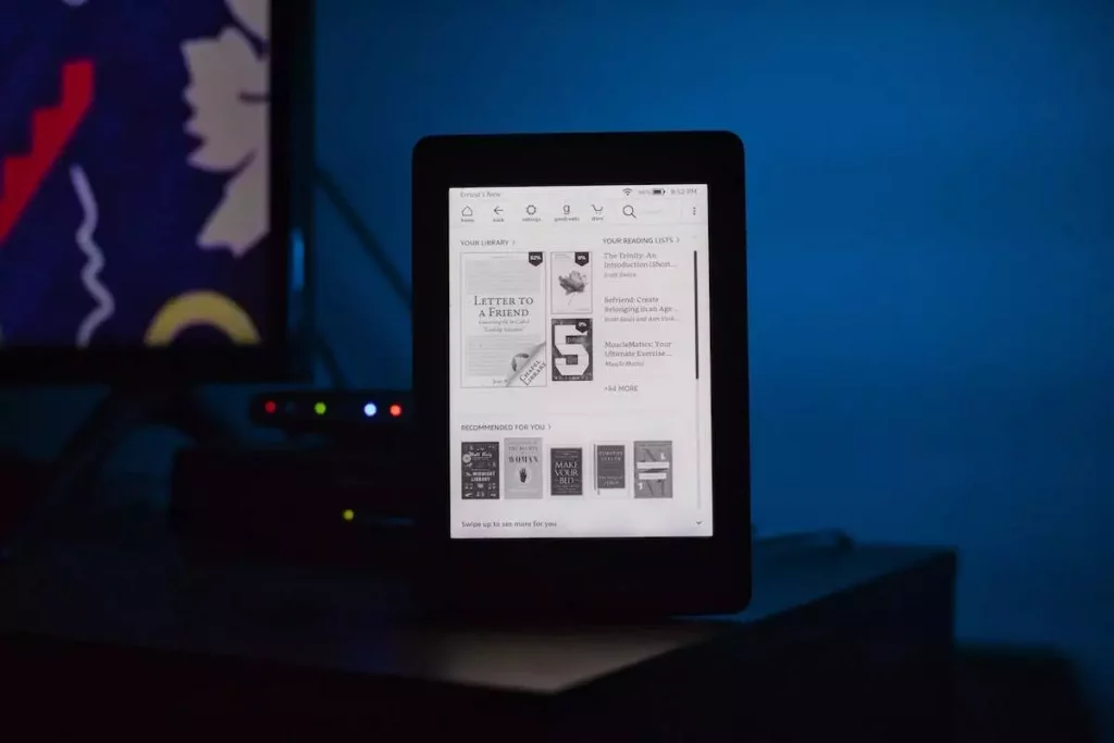 Kindle device showing the home screen